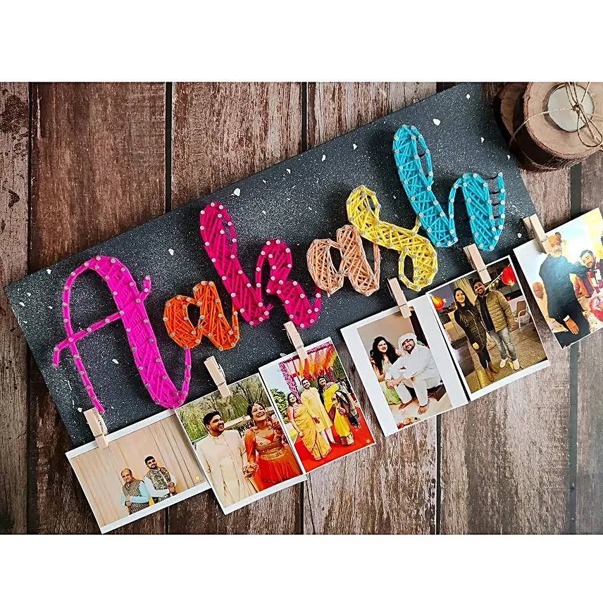 Rainbow Symphony: Personalized Multicolored Cursive Nameplate with Pictures