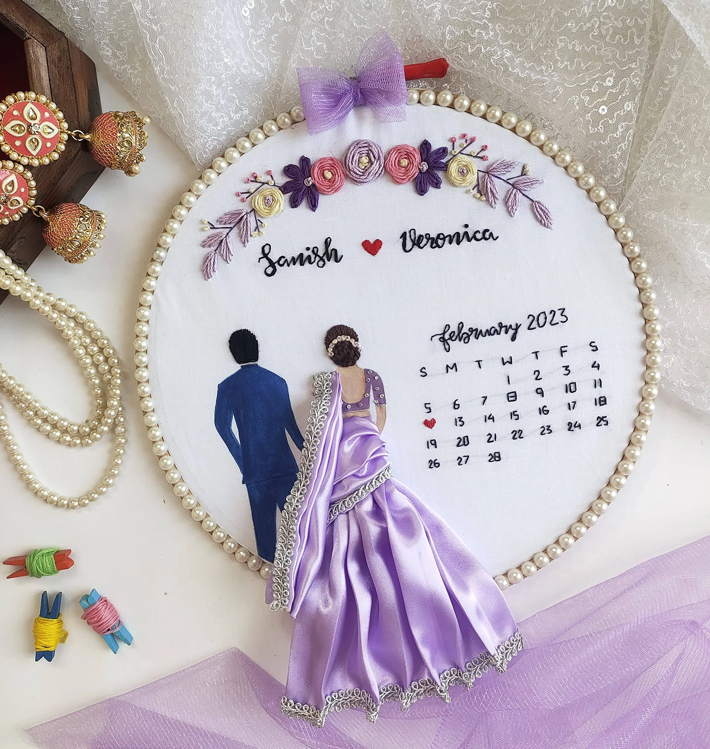 Forever Stitched: Personalized Wedding Hoop Art