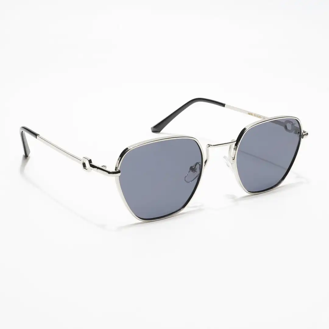 Silver-Black Retro Square Sunglasses