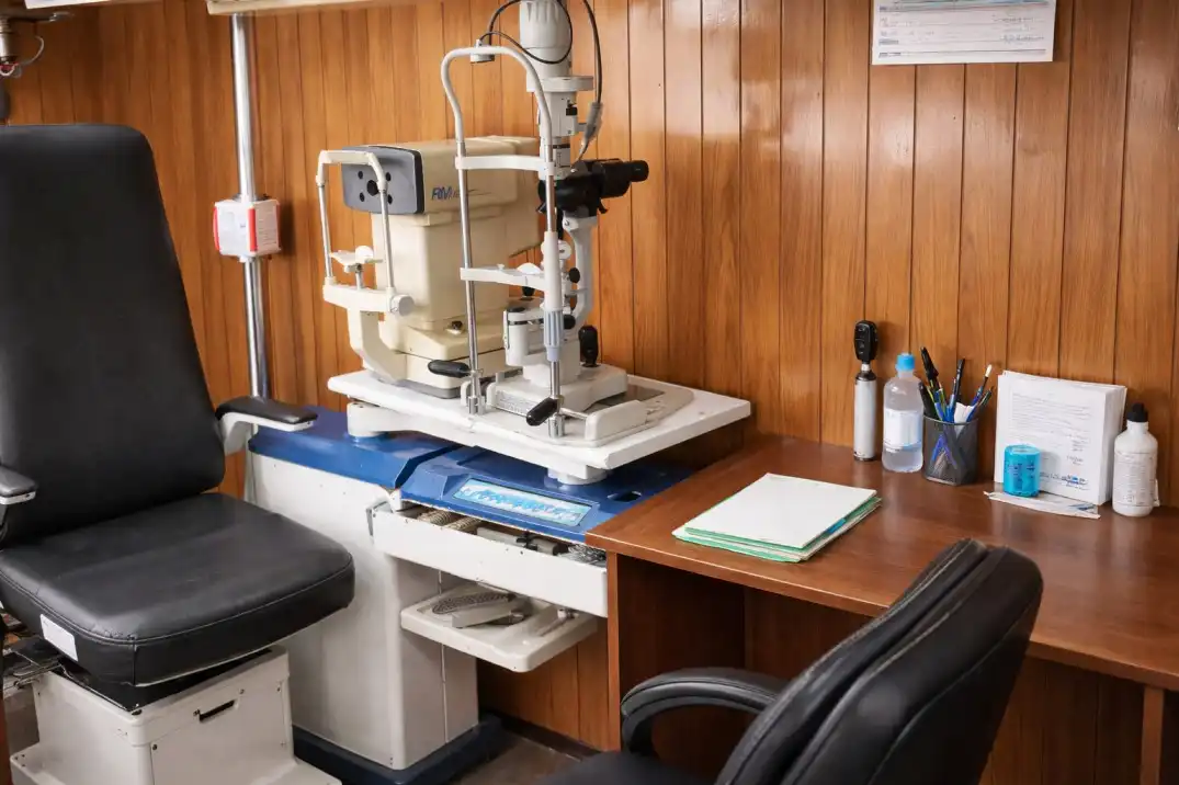 Clinical ophthalmic diagnostics array setup inside modern validation room