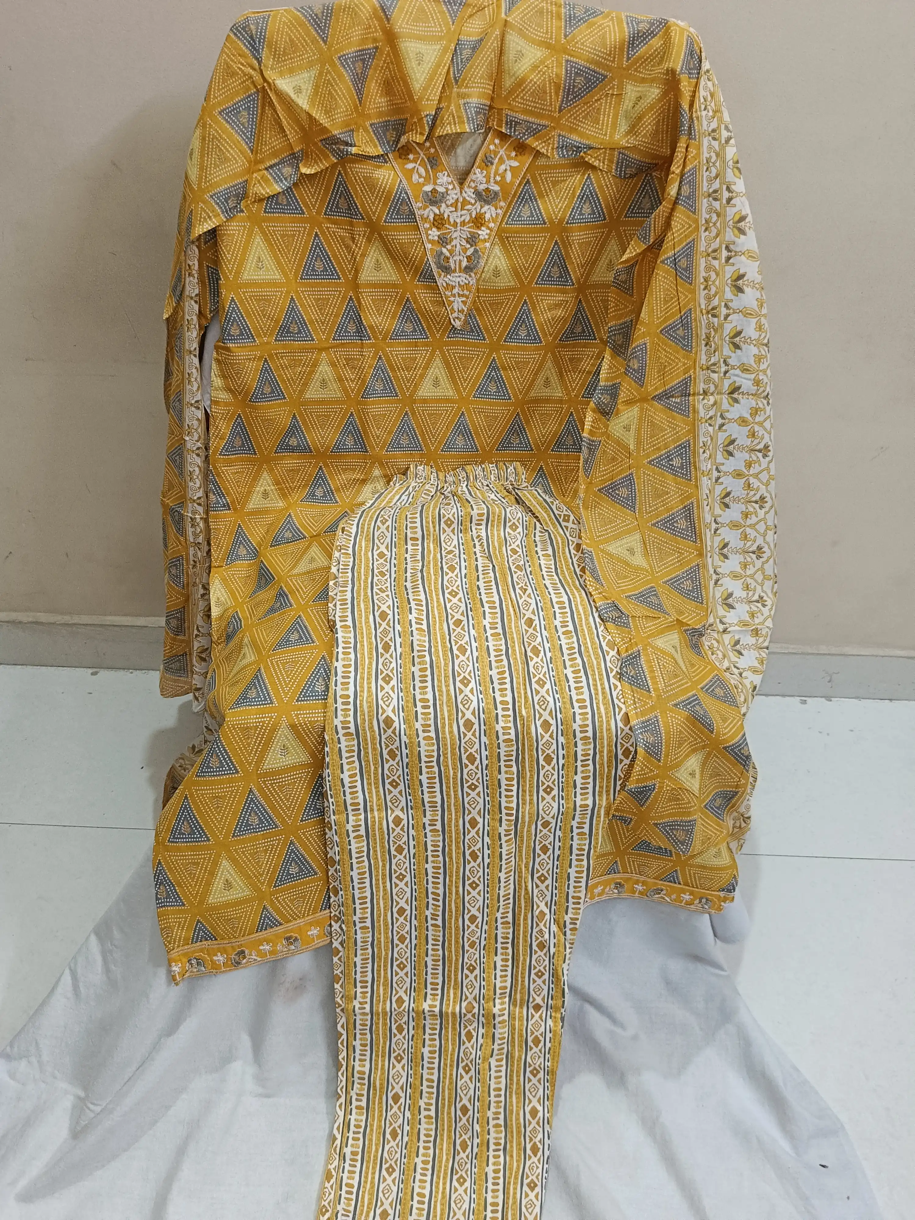 Three piece kurti pant dupatta set