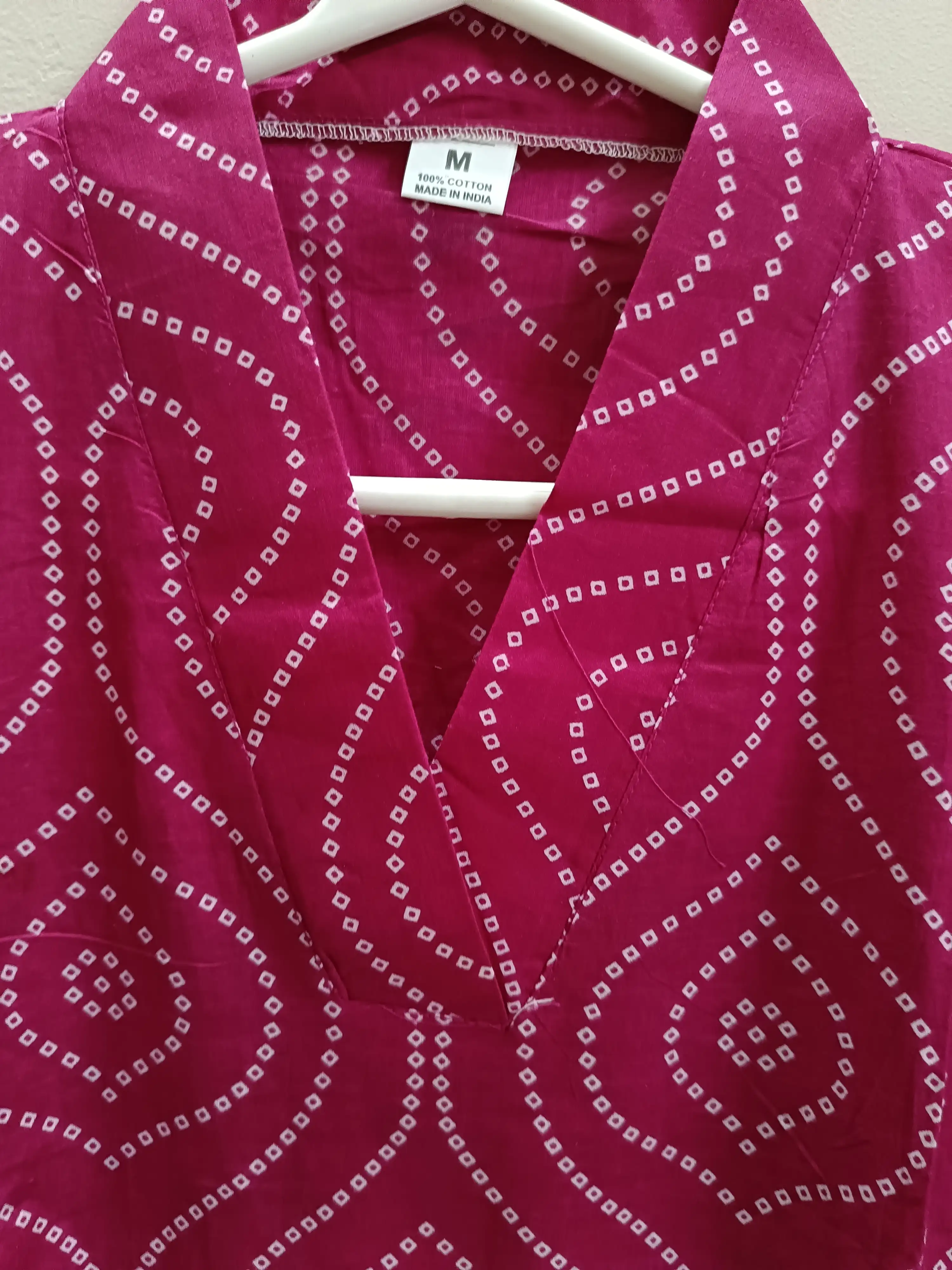 Beautiful Bandhani Printed cotton cambric kurti