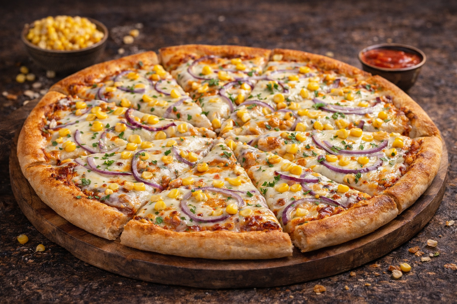 Cheese Corn Onion Pizza