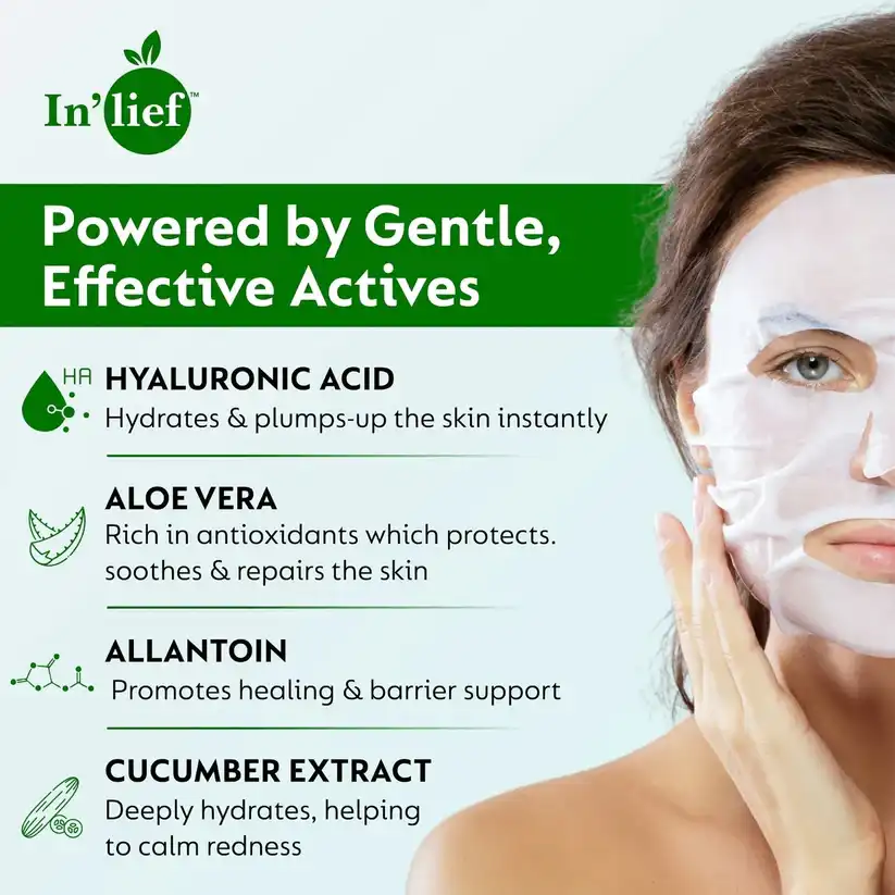 In’lief Hydrating Facial Mask with Hyaluronic Acid & Aloe Vera