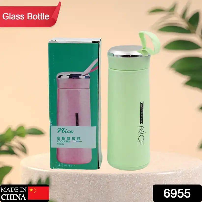 Water Bottle 400 ML Leak Proof Glass Bottle for Daily Water 1 Pc