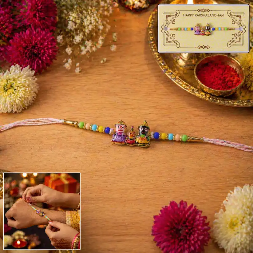 Traditional Jagannath Balabhadra Subhadra Designer Rakhi – 1 Pc