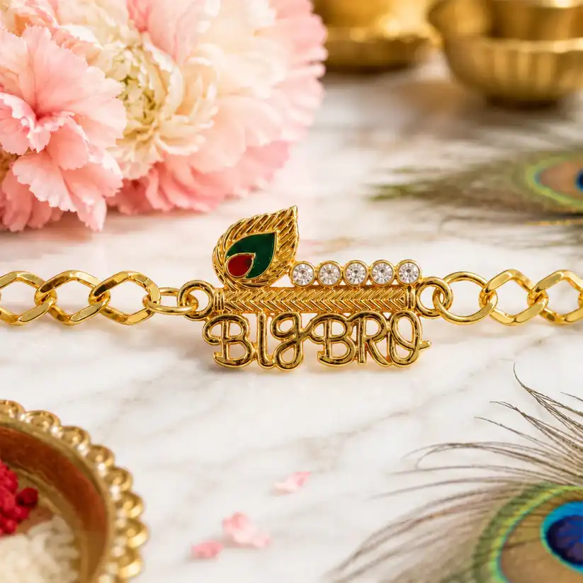 Big Bro Stone Studded Gold Tone Bracelet Rakhi for Raksha Bandhan