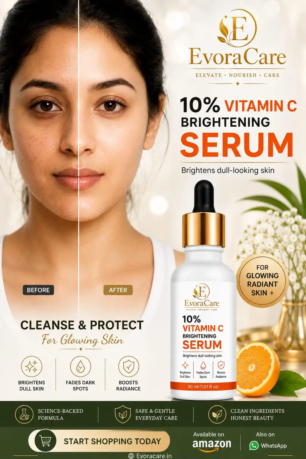 EvoraCare 10% Vitamin C Brightening Serum