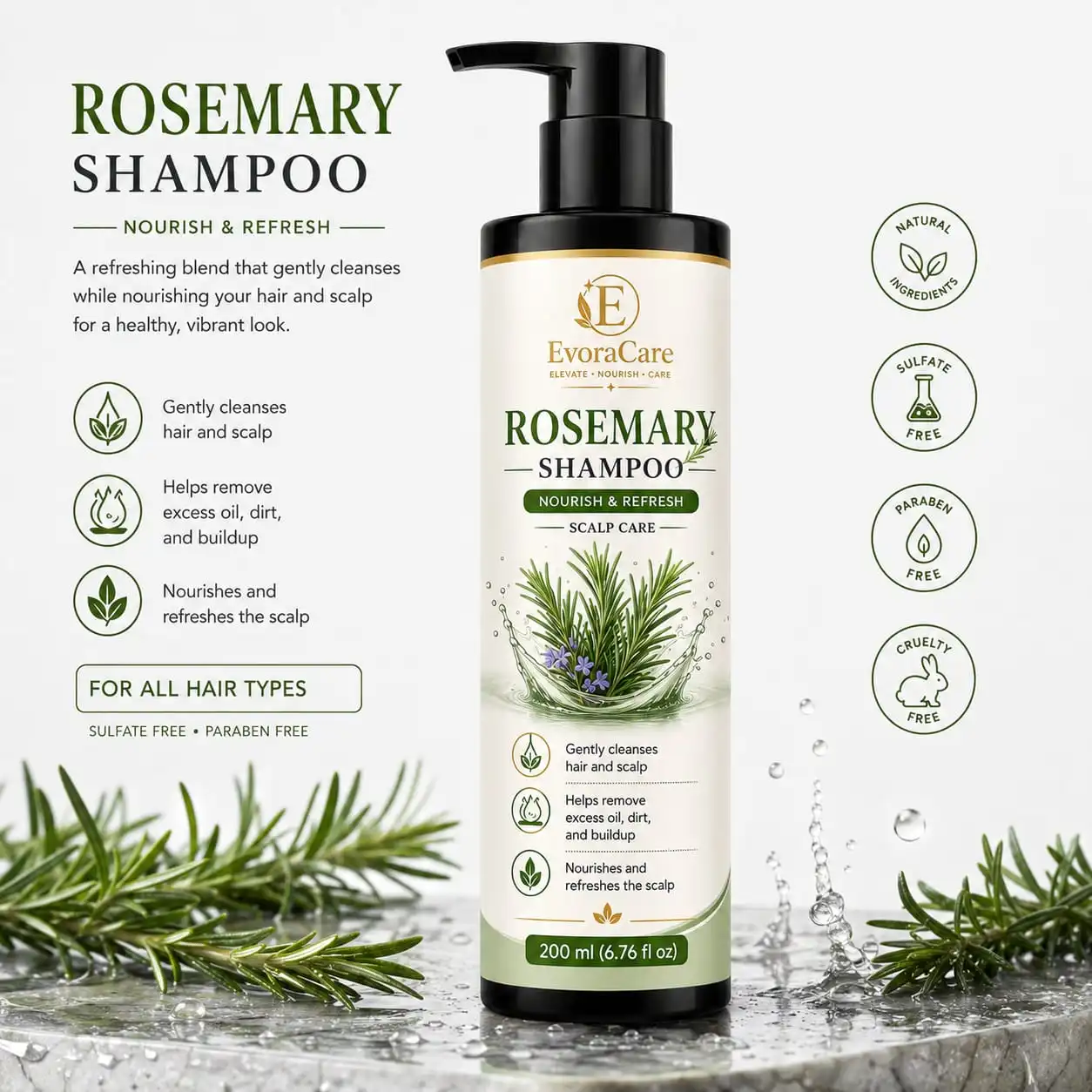 EvoraCare Rosemary Shampoo | 200 ml