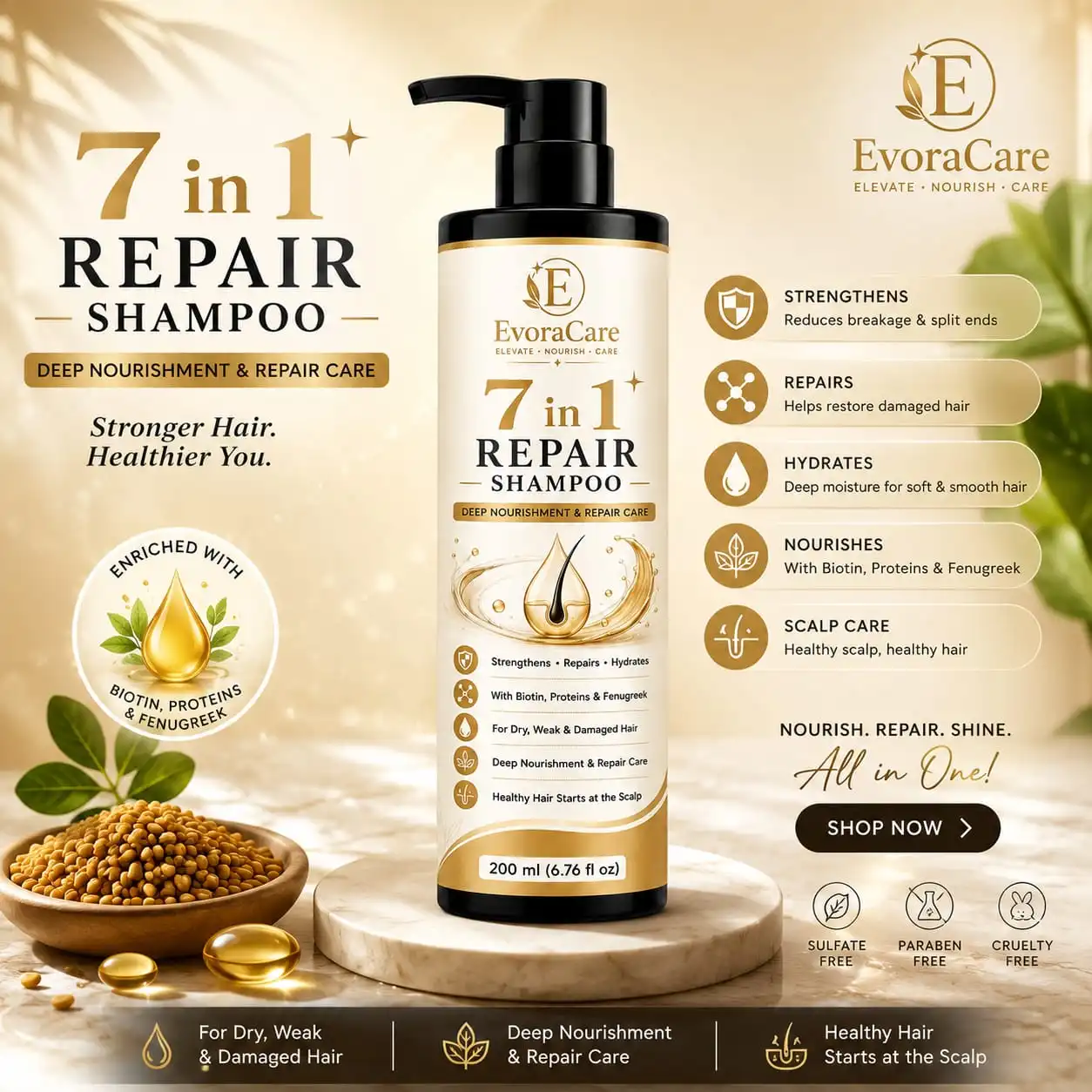EvoraCare 7 in 1 Repair Shampoo
